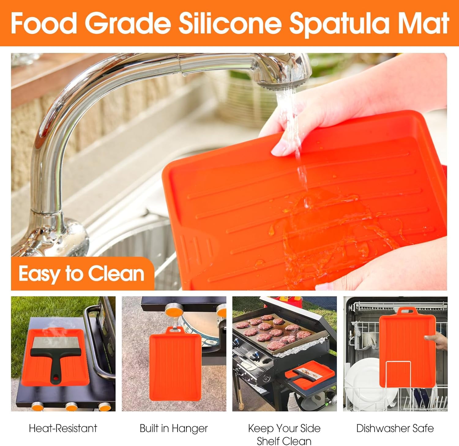 Griddle Cleaning Kit for Blackstone Flat Top Grill Accessories with Scraper, Heat-Resistant Silicone Spatula Mat, Grill Brick and Scouring Pads