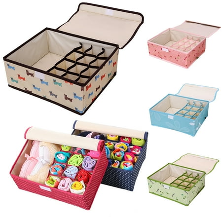 Yinreli 13 Compartments Underwear Bra Storage Box Washable Socks Shorts Organizer Bag