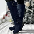 thumbnail image 7 of Rotm Women Boots Womens Slouch Boots, Flat Heels Mid Wide Calf Zipper Ladies Fall Winter Fashion Boots Navy,Size 6, 7 of 7