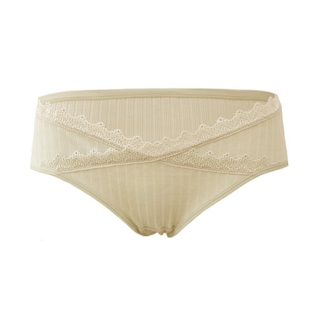 

JWZUY Ladies Comfortable Prenatal Solid Color Large Size Abdominal Maternity Panties Low Waiste Underpants Beige XXL