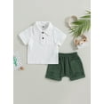 thumbnail image 2 of Franhais Toddler Boys 2PCS Shorts Sets White Short Sleeve Lapel Shirt and Solid Color Shorts Sets Summer Outfits 0-3 Years, 2 of 9