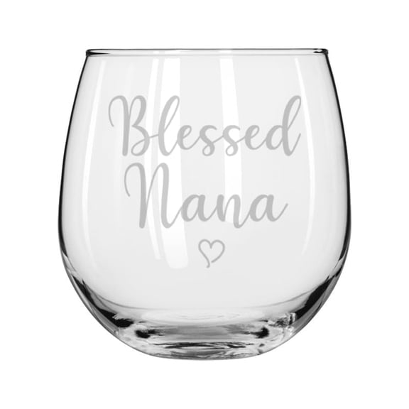Wine Glass for Red or White Wine Gift Blessed Nana (16 oz Stemless)