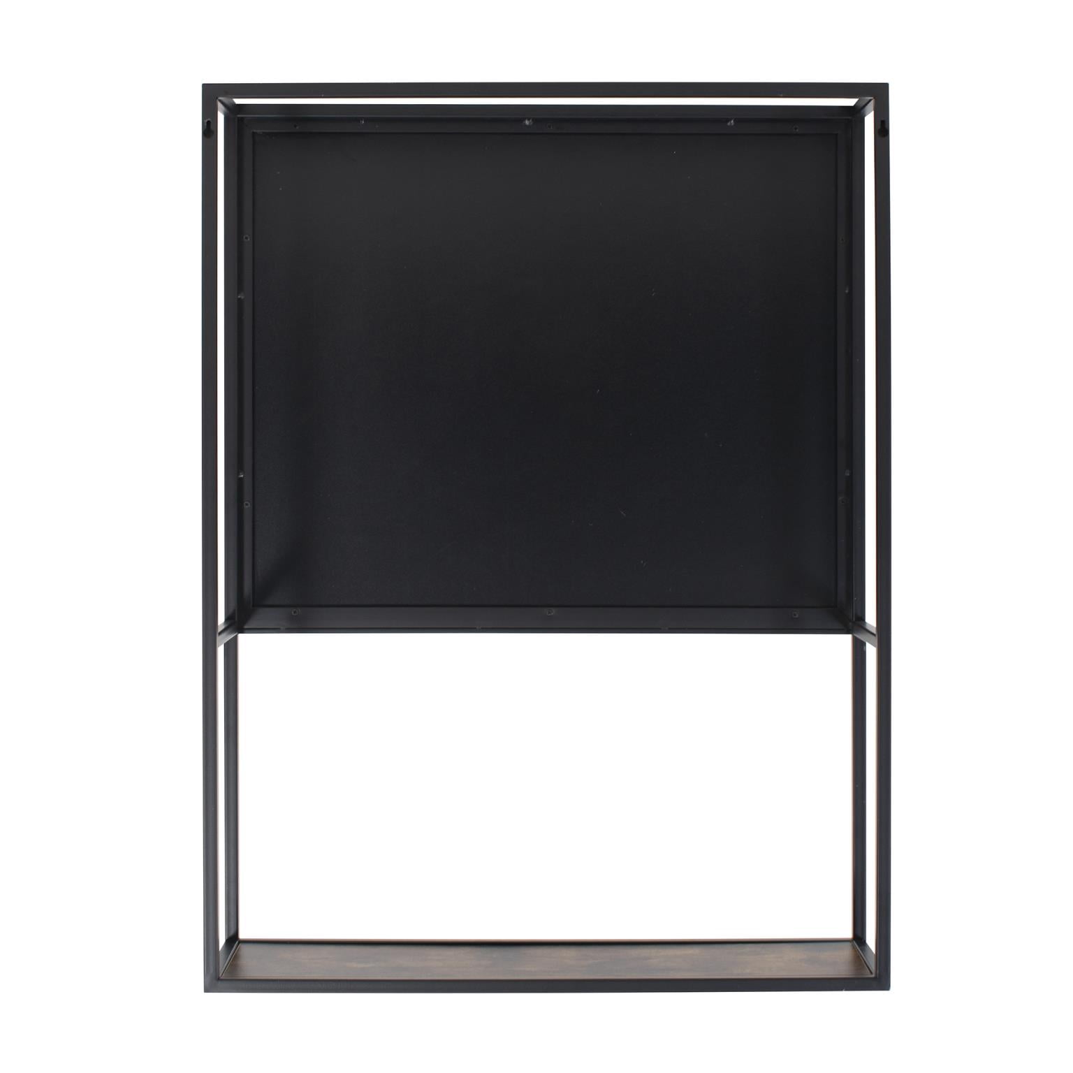 Tyler Dillon Matte Black Industrial Wall Mirror with Bottom Shelf 31.5"H