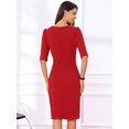 thumbnail image 3 of DARING DIVA Crew Neck Short Sleeve Trendy Ruched Dress M Red, 3 of 5