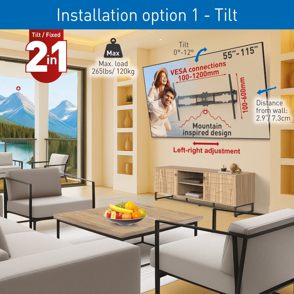 55" - 115" Giant TV Tilt Wall Mount