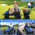 thumbnail image 3 of Farmdex 3-in-1 Ride on Tractor, 24 Volt Ride on Toys with Remote Control, 7AH Battery Power Car Wheels , Ride on Cars w/ Bluetooth, Music, Battery Display, Light Control, 5 MPH, Blue, 3 of 9