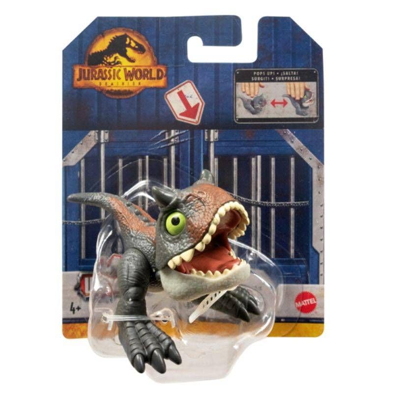 Jurassic World 2023 Wild Pop Ups Uncaged Set of 4 Figures (Tyrannosaurus Rex, Carnotaurus, Dilophosaurus, Velociraptor Blue) from HFR10-956A Release