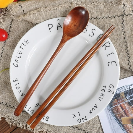 

Oxodoi Wooden Flatware Tableware Cutlery Set Travel Utensils Reusable Flatware Wooden Fork Spoon Chopsticks Utensil Tools Soup-Teaspoon Tableware