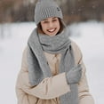 thumbnail image 2 of SERTG Women's Winter Knitted Warm Gloves,Hat,Scarf Three Piece Set Thick Hat Fashion Comfortable Soft Outdoor Hat Set(Gray,Free Size), 2 of 2