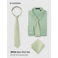 thumbnail image 2 of HISDERN Green Dress Shirts for Men Casual Button Down Long Sleeve Wedding Shirt Tie Set Business, 2 of 10