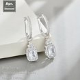 thumbnail image 2 of Silver Baguette Cubic Zirconia Earrings for Women 5x7mm Radiant Cut Birthstone Earrings for Bridal Wedding 925 Sterling Silver Dangle Drop Halo Earring Jewelry Gift for Women, 2 of 6