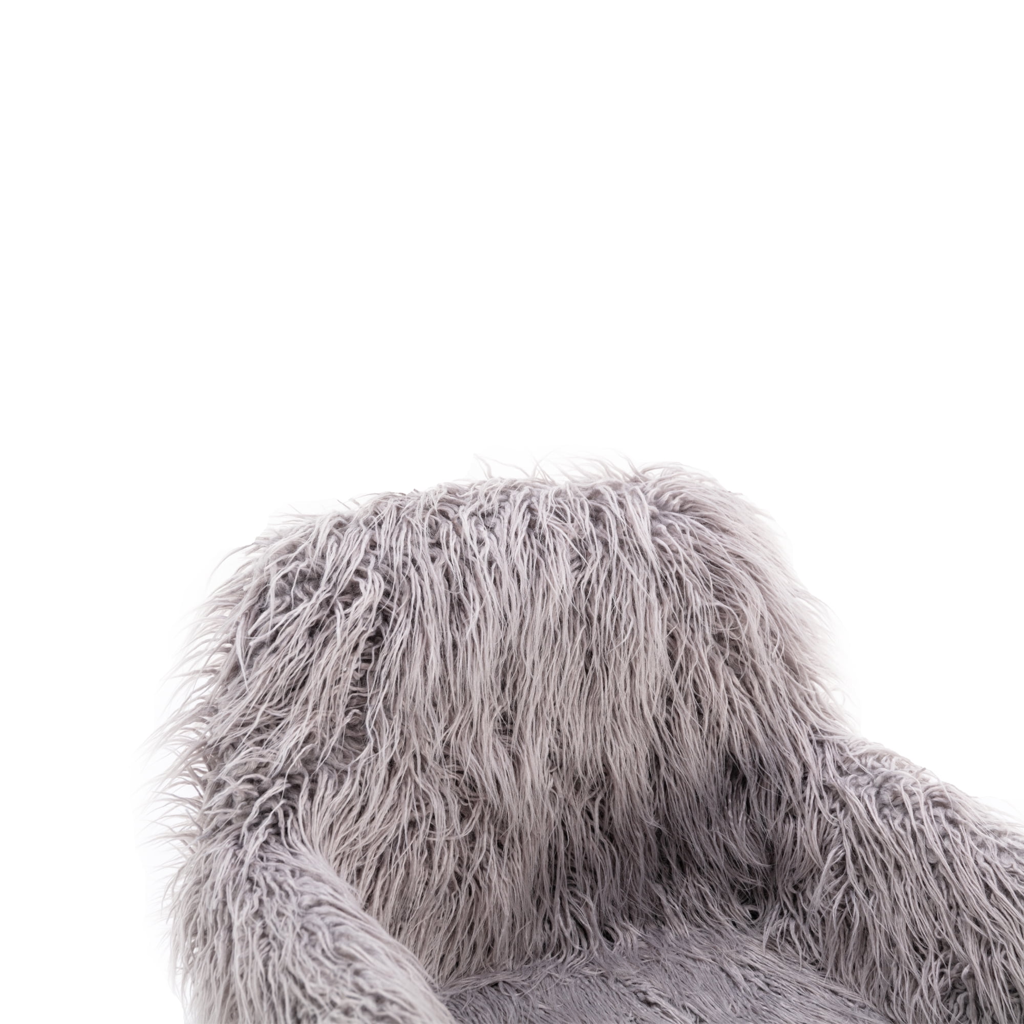 KCC Fluffy Office Desk Chair, Faux Fur Modern Swivel Armchair with Wheels, Soft Comfy Fuzzy Elegant Accent Makeup Vanity Chairs for Women Girls, Home Living Dressing Room Bedroom, Gray