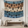 thumbnail image 5 of Navy Blue Brown Large Tapestry for Bedroom Wall Hanging Tapestry, Rustic Farmhouse Dog Paw Vintage Ceiling Backdrop Tapestries Poster Blanket Wall Decor for Teens Room Living Room Dorm 85" x 90", 5 of 8