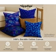 thumbnail image 5 of Vargottam Floral Design, Decorative Cushion Covers Set of 4 - 18x18 Inch, 100% Cotton , Printed on Both Sides, Hidden Zipper, Blue, 5 of 7