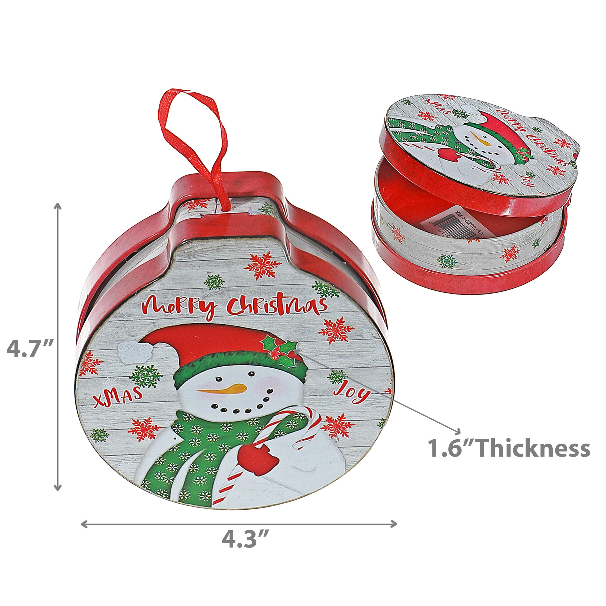 Tin Can Ornament (Snowman) - Set of 5