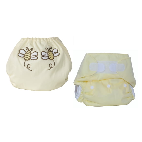 Kashmir Baby One Size Pocket Cloth Diapers 2 Pack. (Little Bee (Velcro))