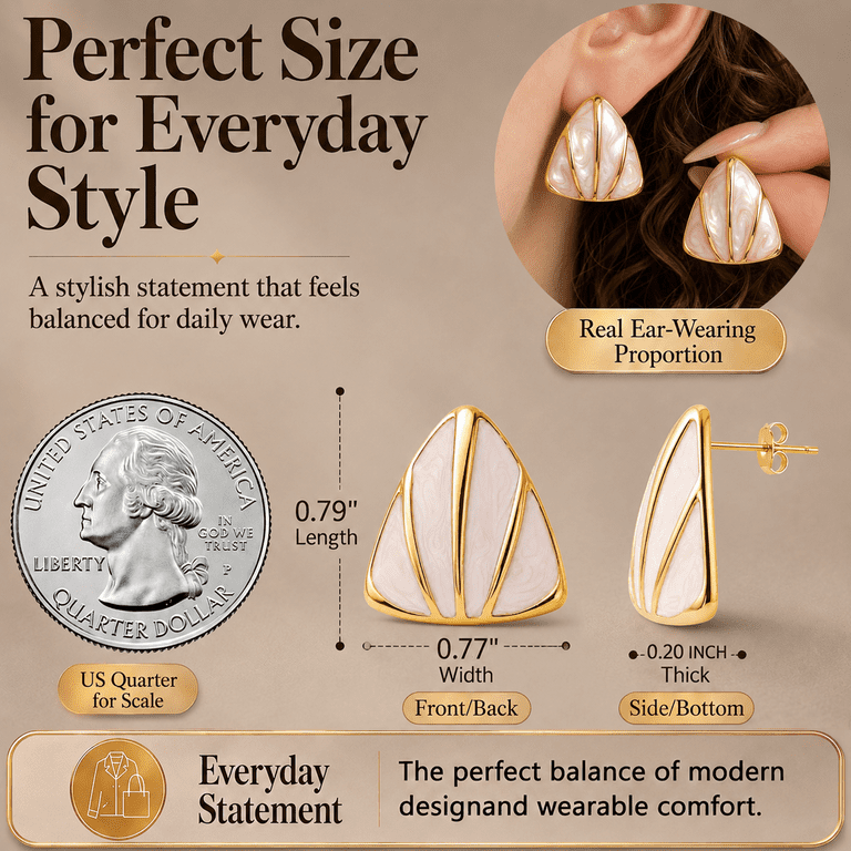 Eclipton Gold Plated Triangular Geometric Stud Earrings photo 5