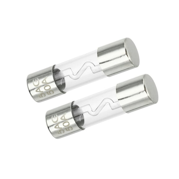 Unique Bargains 2 Pcs 0.39x1.50 Inch 50A Universal AGU Glass Fuse - Car - Tube Metal Silver Tone