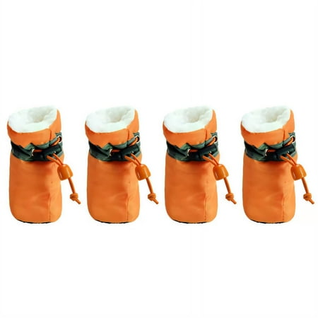 GASTROPOD 4Pcs Dog Shoes Adjustable Fit Dog Socks Anti-Slip Sole Dog Boots & Paw Protectors 3.5x2.5cm Orange