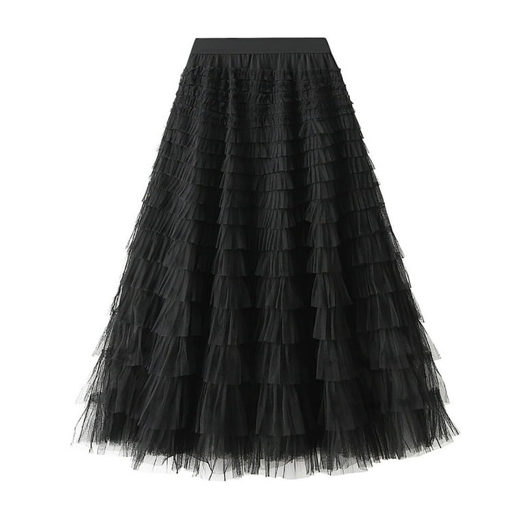 Black ruffle top skirt 50s