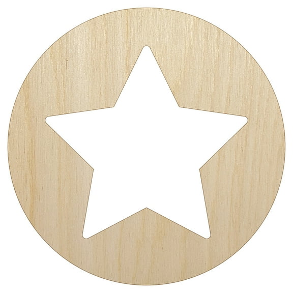 Star in Circle Wood Shape Unfinished Piece Cutout Craft DIY Projects - 4.70 Inch Size - 1/8 Inch Thick