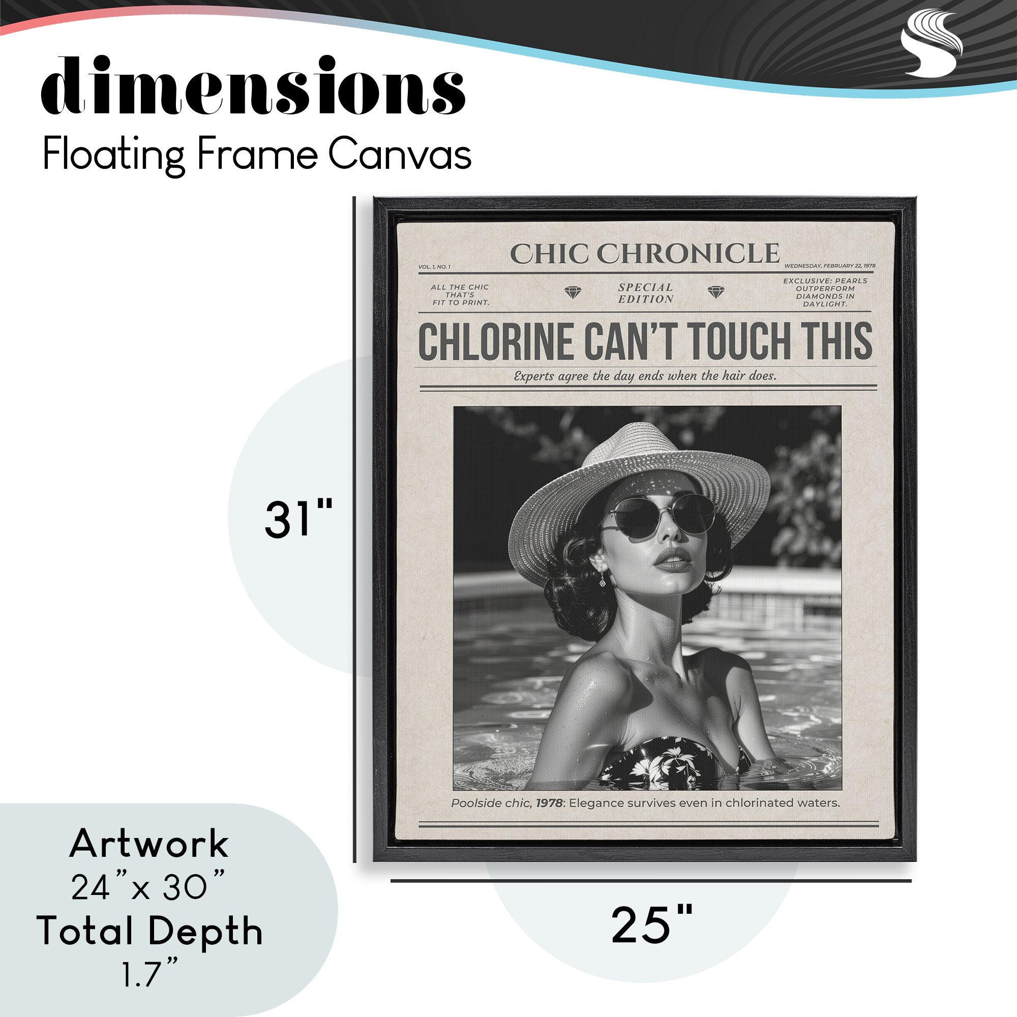 Chic Chronical Vintage Magazine Black Framed Floater Canvas Wall Art, design by A Barefoot Stylist