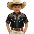 thumbnail image 4 of JAJAHO Boys Cowboy Shirt Kids Short Sleeve Button Down Lapel Regular Fit Ethnic Style Print Casual Hippie Top Ages 4-13 Years Cute Tops, 4 of 4