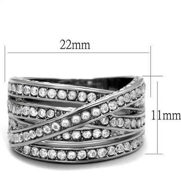 High polished (no plating) Stainless Steel Ring with AAA Grade CZ in Clear for Women Clear Stone Color Style TK2096 Size 10