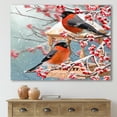 thumbnail image 2 of Designart ' Two Tits Sit On A Snow-Covered Berries Branch ' Traditional Canvas Wall Art Print, 2 of 4
