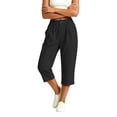 thumbnail image 7 of BVnarty Women's Elastic High Waist Casual Capri Pants, Baggy Loose Fit Capris with Side Pockets for All-Day Comfort Black S, 7 of 7