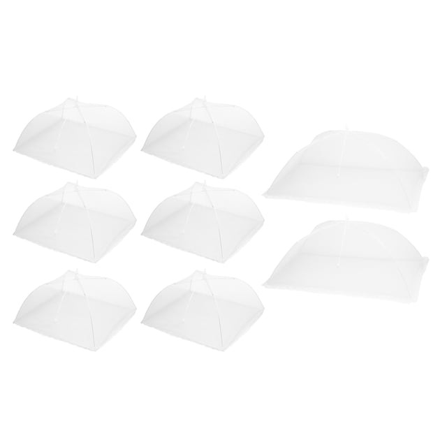 8 Piezas de Cubiertas de Alimentos Grandes y Altas 17"/24" Cubiertas de Malla para Alimentos para Exteriores, Cubiertas Protectoras Plegables, Blancas