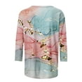 thumbnail image 5 of JURANMO Womens Tops 3/4 Sleeve Crewneck Cute Shirts Casual Trendy Marble Print Blouses Crewneck Cute Shirts Tops Three Quarter Length T Shirt, 5 of 5
