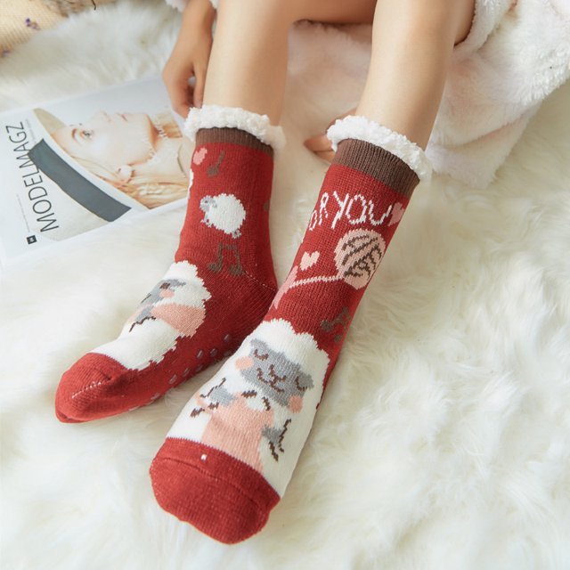 Womens Slipper Fuzzy Socks Non Slip Winter Warm Soft Fluffy Cozy Fleece Lining Home Socks,Color13