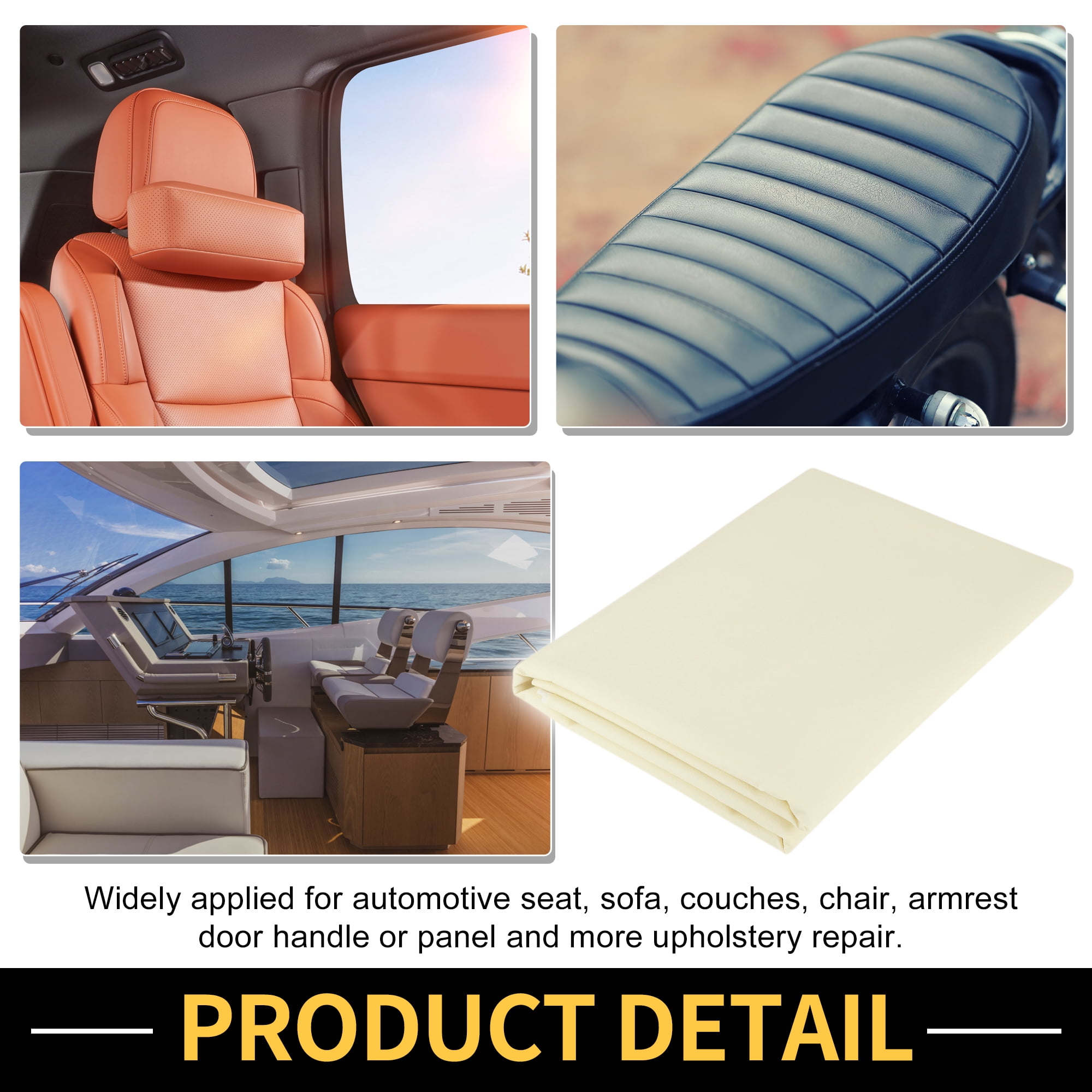 Unique Bargains Leather Fabric Upholstery Leather Repair Patch 274x137cm for Automotive Car Boat Seat Sofa Couches Chair Interior Trim DIY Beige 1 Pcs