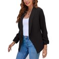 thumbnail image 2 of Summer Black Blazers Women 2022 Female Office Lady Nine Quarter Blazer Open Stitch Womens Slim Coats Femme Ladies Notched Tops WT, 2 of 3