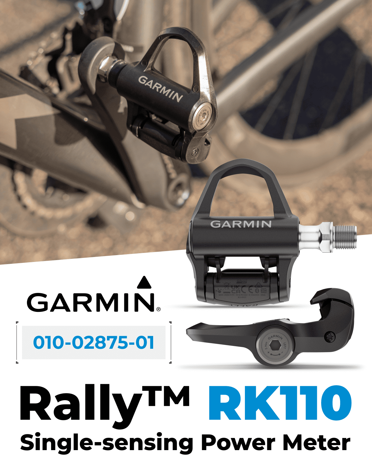 Garmin Rally RK110 Single-Sensing Road Power Meter Pedals – LOOK KEO, Upgradeable, Rechargeable 90h w/ Wearable4U Power Bank Bundle