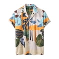 thumbnail image 3 of Yunliwuli Men's Two Piece Beachwear Sets Short Sleeve Lapel Button Up Shirt Tropical Tree Print Shorts Set, 3 of 6