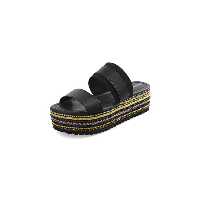 Sandalia Color Negro Plataforma Multicolor Altura 6Cm Mundo Terra 030355