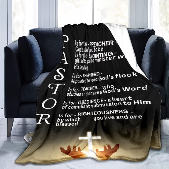 1pc Pastor Appreciation Gift Throw Blanket, Pastor Appreciation Day, Birthday, Father's Day, Cross Four Seasons Camping Home Throw Blanket