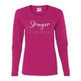thumbnail image 2 of Wild Bobby Stronger Than Cancer Distressed Breast Cancer Awareness Women Graphic Long Sleeve Tee, Fuschia, Medium, 2 of 6