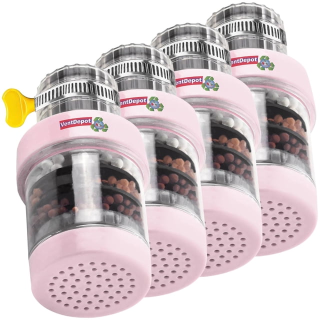 Filtros de Agua Carbón Activado HydroGuardPink 4Pzas Ø15-22mm Carbón Activado/Zeolita/Maifan/Sulfito de Calcio/PVA Rosa.