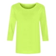 thumbnail image 4 of TQWQT Women's Casual 3/4 Sleeve T-Shirts Round Neck Cute Tunic Tops Basic Tees Blouses Loose Fit Pullover Fluorescent Green 3XL, 4 of 5