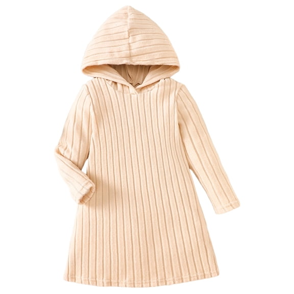 EnJoCho Girls Long Sleeve Ribbed Dress Set for Toddlers 2-8 Years, Solid Color Casual Elegant Everyday Outfit Knit Dresses