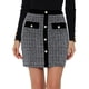 thumbnail image 1 of Falda corta de tweed de cintura alta con decoración de botones de colores a cuadros elegantes para mujer Negro S, 1 of 5