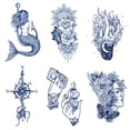 thumbnail image 2 of Tatuajes Pegatinas 6PCS Sirena Tatuaje Semipermanente Cráneo Búho para Adultos, 2 of 9