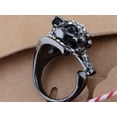 thumbnail image 3 of Alilang Antique Gun Metal Clear Rhinestone Encrusted Lion Jaguar Tiger Kitty Cat Biker Novelty Ring, 3 of 5