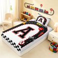 thumbnail image 2 of Erosebridal Alphabet Letter Twin Fitted Sheet, Race Car Bedding, Black A 2pcs 1 Fitted Sheet and 1 Pillowcase, 2 of 6