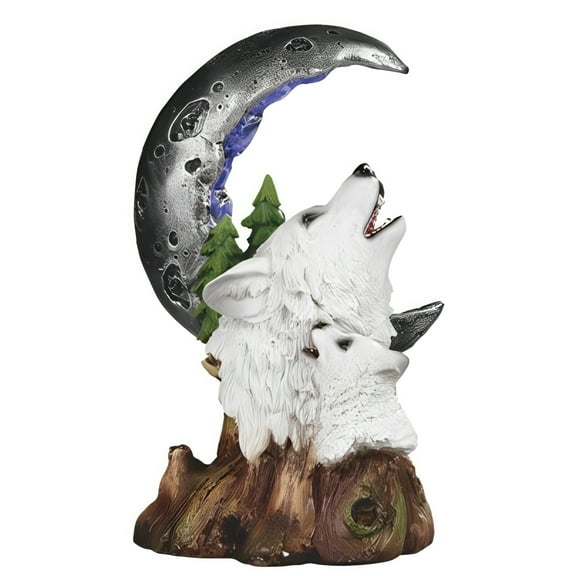 FC Design 7.75"H LED Wolf Hawling on Moon Figurine Statue Sculpture Ornament Decoration Home/Room Decor and Unique Gift Ideas for Housewarming, Holidays and Birthdays