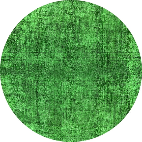 Ahgly Company Indoor Round Oriental Green Industrial Area Rugs, 6' Round