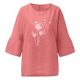 thumbnail image 4 of Blouse Femme Été Aguichant Imprimé Régulier Bouton Col Rond Manches Courtes Haut Femme Manches Courtes Blouse Femme en Liquidation, 4 of 5